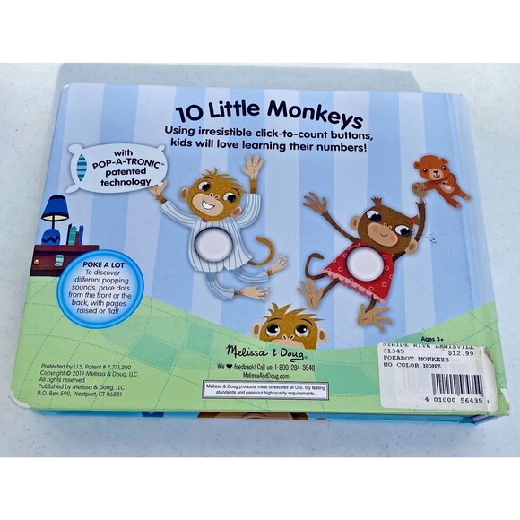 Melissa & Doug Poke-A-Dot: 10 Little Monkeys -30 Poke-able poppin dots Kids Book - Picture 7 of 10